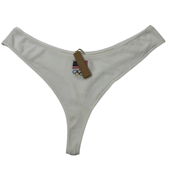 SKIMS Soft Lounge Dipped Thong Team USA Lot of 3 White Heather Gray 4X - Picture 2 of 10